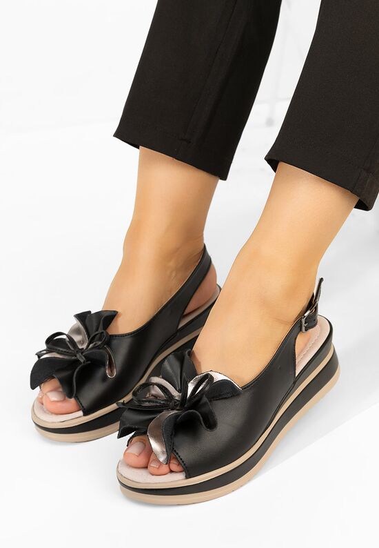Πέδιλα πλατφόρμες Rafaelia Μαύρα, Μέγεθος: 38- zapatos