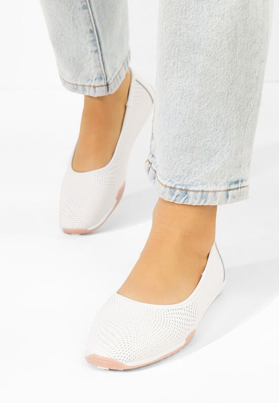 Δερμάτινες μπαλαρίνες Sindia λευκά, Μέγεθος: 41- zapatos