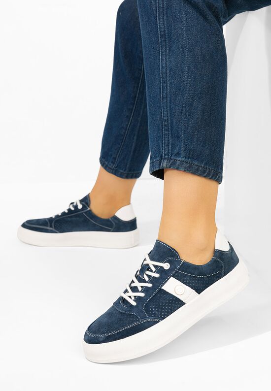 Σκούρο μπλε δερμάτινα sneakers γυναικεία Jayne, Μέγεθος: 39- zapatos