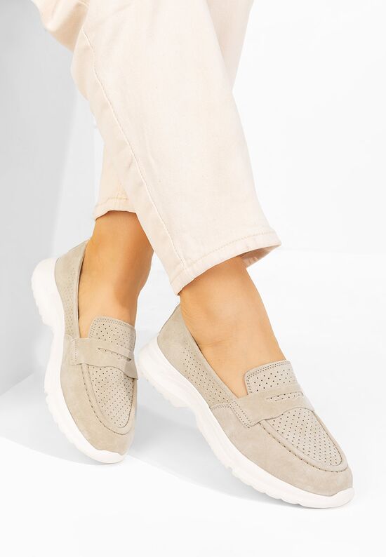 Μοκασίνια γυναικεια δερματινα Raluka μπεζ, Μέγεθος: 39- zapatos