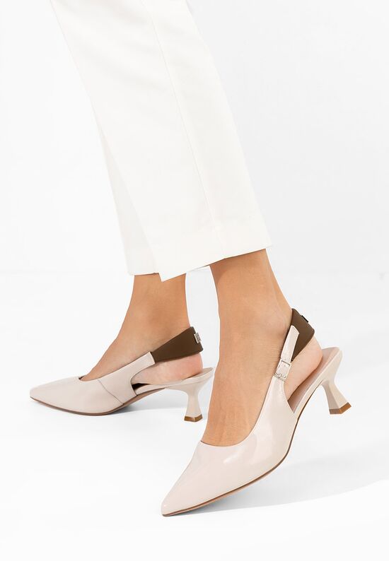 Γόβες slingback Liviana μπεζ, Μέγεθος: 38- zapatos