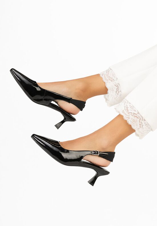 Γόβες slingback Liviana μαύρα, Μέγεθος: 39- zapatos