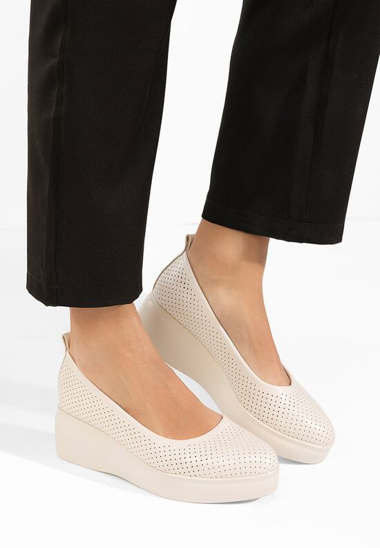 Πλατφόρμες γυναικεία Danetia μπεζ, Μέγεθος: 36- zapatos