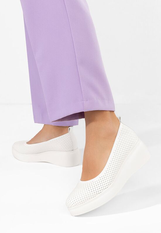 Πλατφόρμες γυναικεία Danetia λευκά, Μέγεθος: 39- zapatos