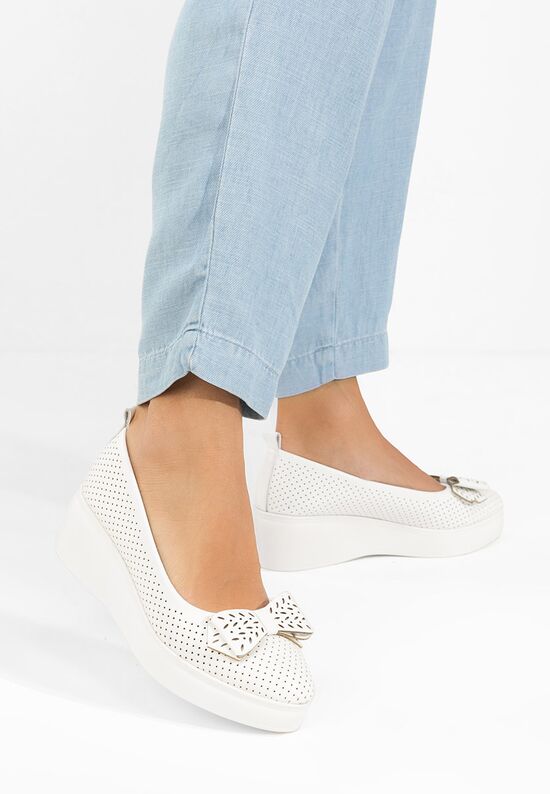 Πλατφόρμες γυναικεία Latefa λευκά, Μέγεθος: 37- zapatos