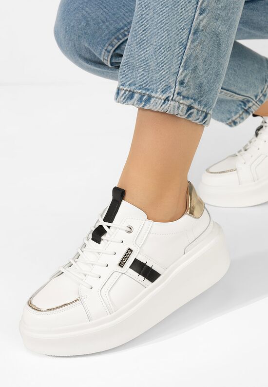 Sneakers γυναικεια δερματινα Angeliana λευκά, Μέγεθος: 38- zapatos
