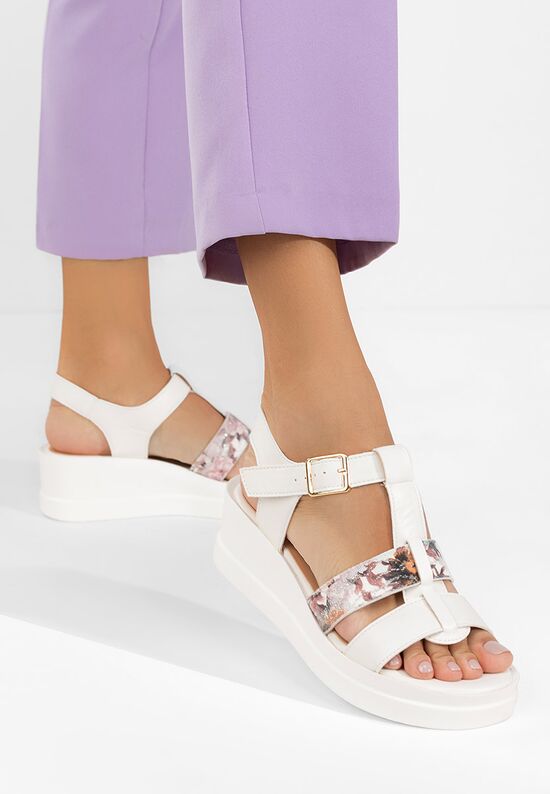 Πέδιλα πλατφόρμες Anastasis λευκά, Μέγεθος: 38- zapatos