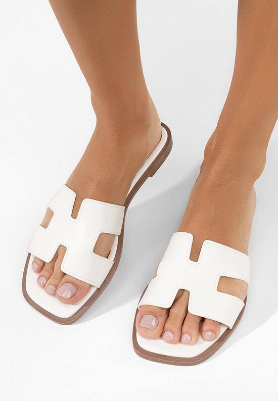 Παντόφλεσ χωρις τακούνι Lecya λευκά, Μέγεθος: 37- zapatos