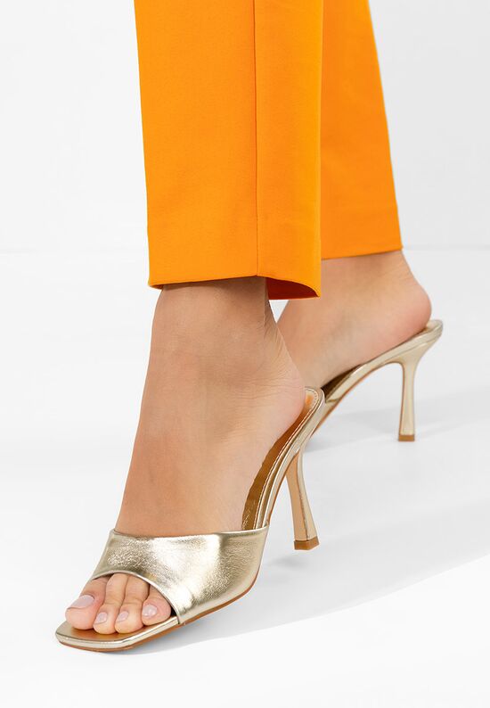 Mule με τακούνι Elseia χρυσο, Μέγεθος: 40- zapatos