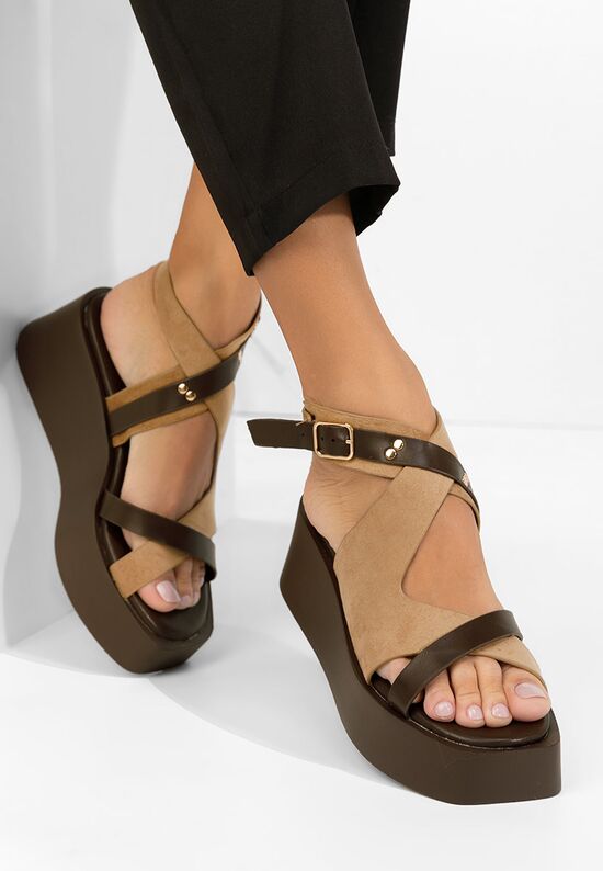 Πέδιλα πλατφορμεσ Kataline χακι, Μέγεθος: 36- zapatos