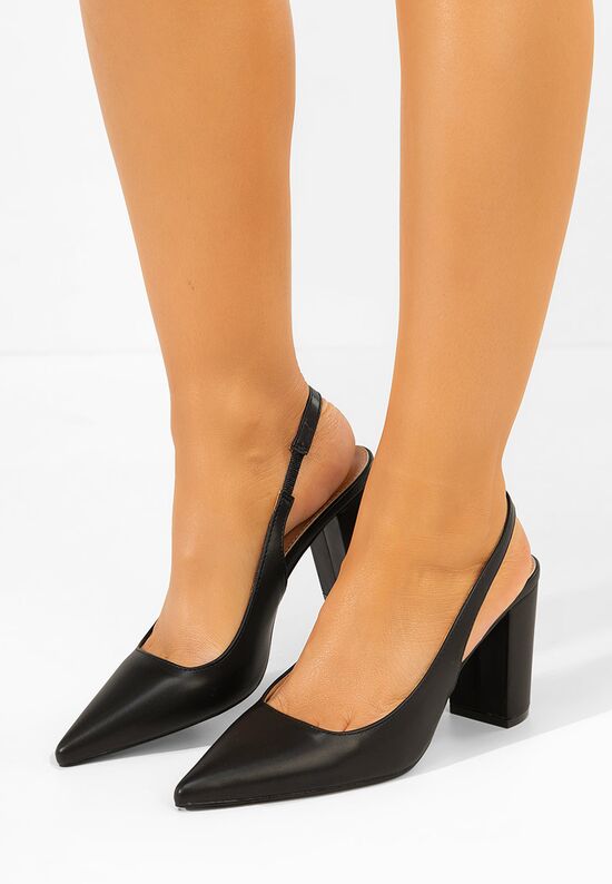 Γόβες slingback Eleria μαύρα, Μέγεθος: 41- zapatos