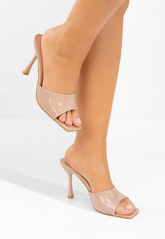 Mule με τακούνι Eliseia μπεζ, Μέγεθος: 38- zapatos