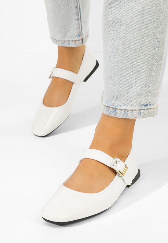 Μπαλαρίνεσ με λουράκι Saleia λευκά, Μέγεθος: 39- zapatos