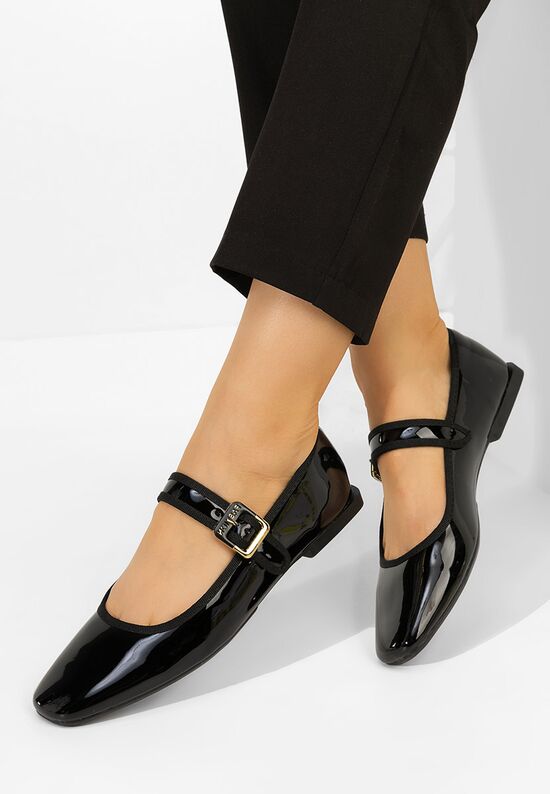 Μπαλαρίνεσ με λουράκι Saleia μαύρα, Μέγεθος: 36- zapatos