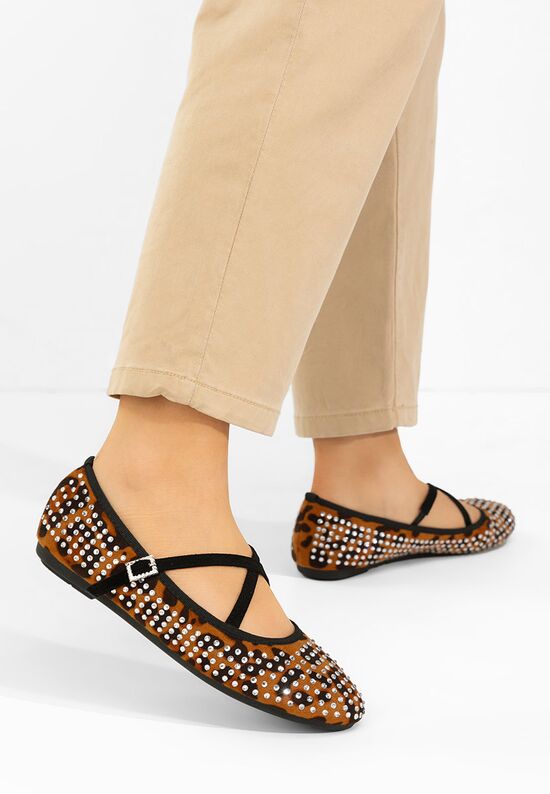 Μπαλαρίνεσ με λουράκι Karemy λεοπαρ, Μέγεθος: 37- zapatos