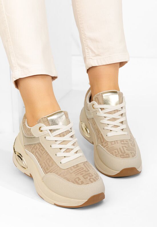 Sneakers με πλατφόρμα Nezela μπεζ, Μέγεθος: 38- zapatos