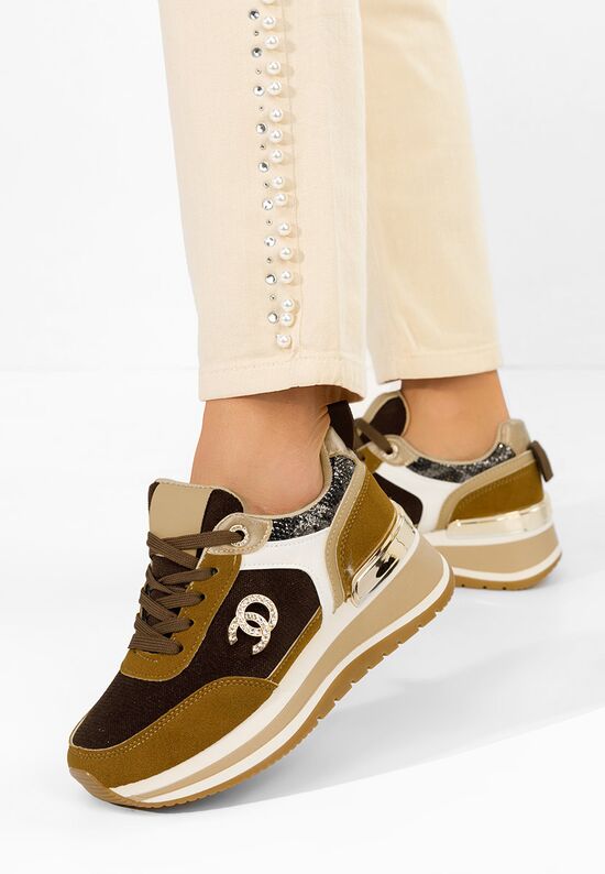 Sneakers με πλατφόρμα Liliza καφε, Μέγεθος: 39- zapatos