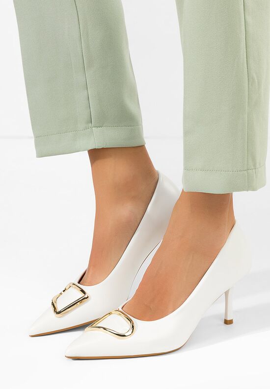 Γόβες στιλέτο Cecinia λευκά, Μέγεθος: 39- zapatos