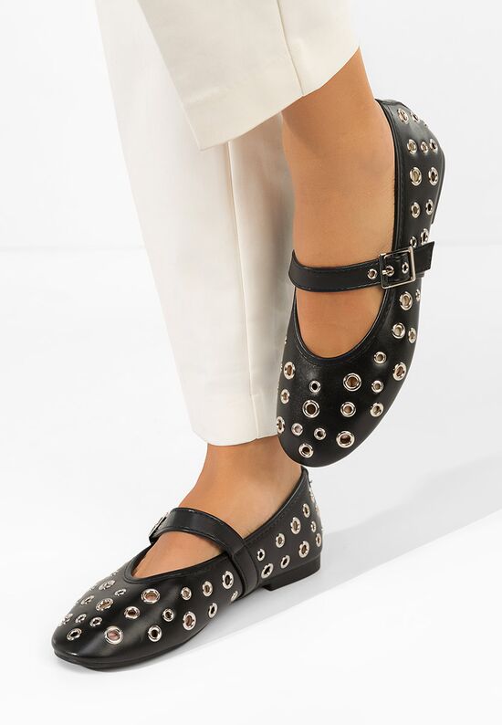 Μπαλαρίνεσ με λουράκι Fionia μαύρα, Μέγεθος: 38- zapatos