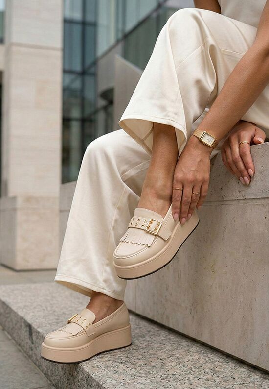 Μοκασίνια με πλατφόρμα Magie μπεζ, Μέγεθος: 39- zapatos