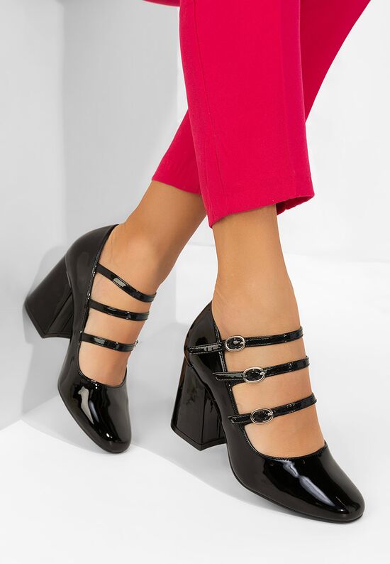 Γόβες λουστρίνι Genina μαύρα, Μέγεθος: 37- zapatos