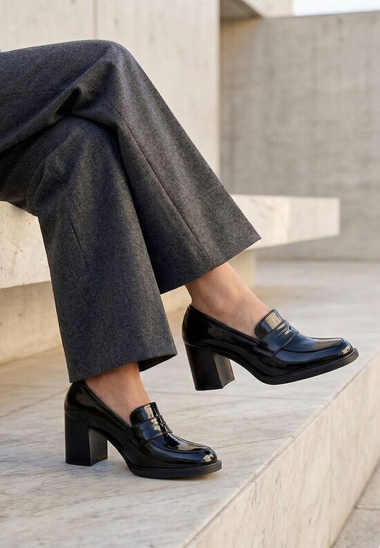 Loafers γυναικεια με τακουνι Odesia V4 μαύρα, Μέγεθος: 40- zapatos