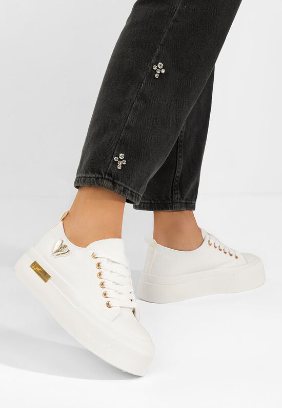 Sneakers με πλατφόρμα Inimia λευκά, Μέγεθος: 40- zapatos