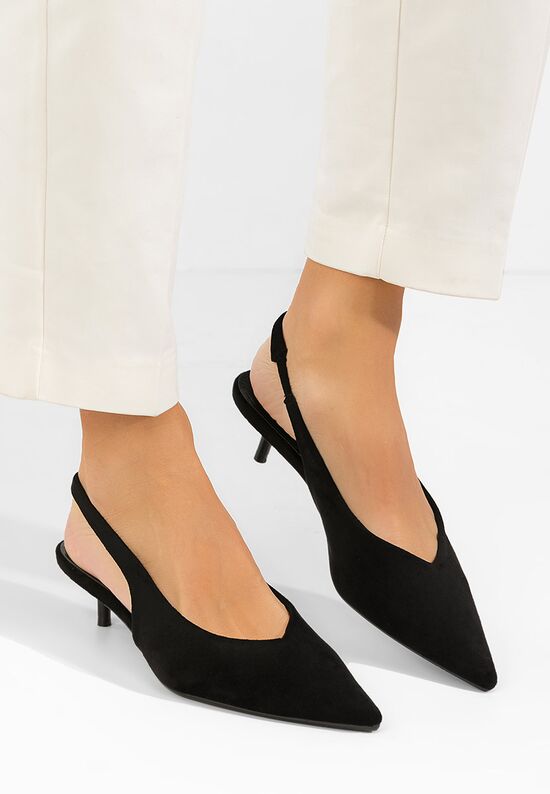 Γόβες slingback Amadeea μαύρα, Μέγεθος: 38- zapatos