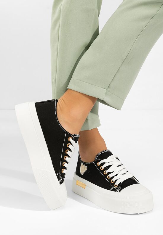 Sneakers με πλατφόρμα Inimia μαύρα, Μέγεθος: 37- zapatos