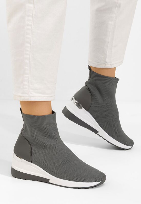 Sneakers με κάλτσα Jessina γκρι, Μέγεθος: 40- zapatos