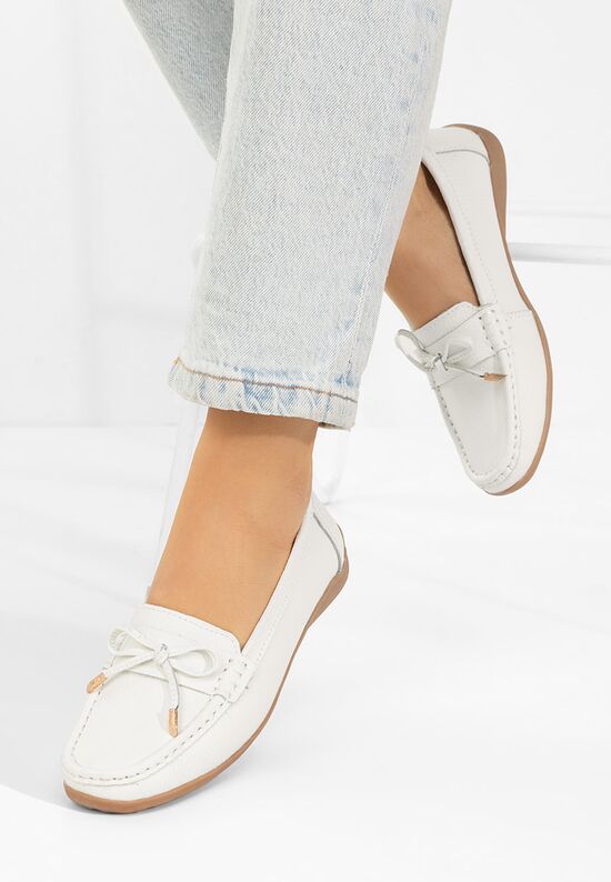 Μοκασίνια γυναικεια δερματινα Nemesia λευκά, Μέγεθος: 40- zapatos