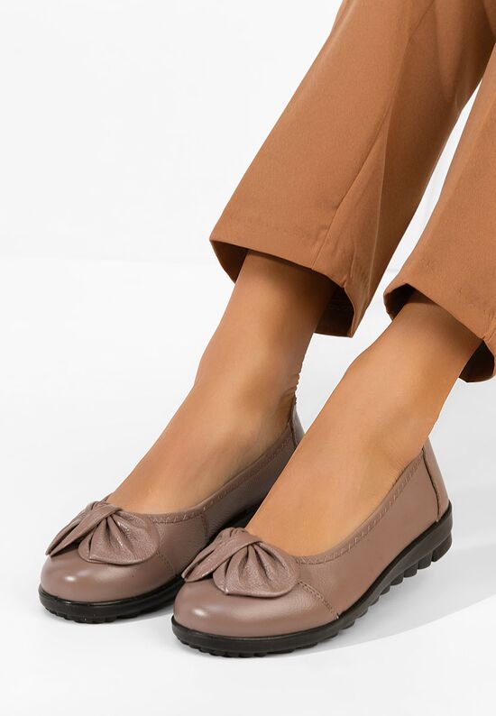 Μπαλαρίνες δερματινεσ Giuliena V2 καφε, Μέγεθος: 38- zapatos