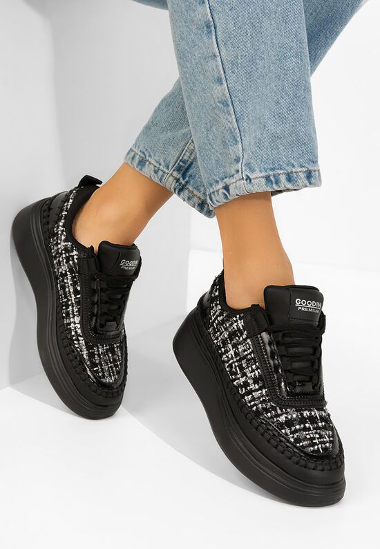 Sneakers γυναικεια δερματινα Elvia μαύρα, Μέγεθος: 39- zapatos