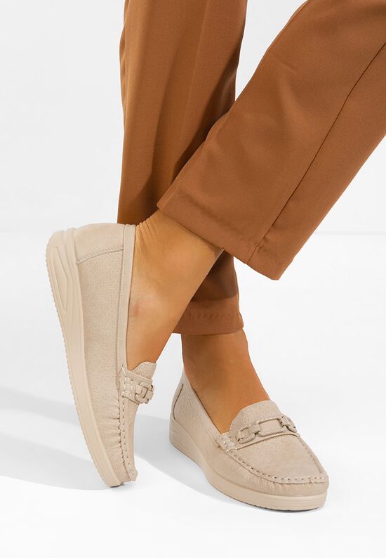 Μοκασίνια γυναικεια Ansleya μπεζ, Μέγεθος: 38- zapatos