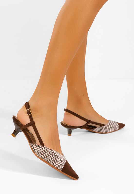 Γόβες slingback Mayuka καφε, Μέγεθος: 41- zapatos