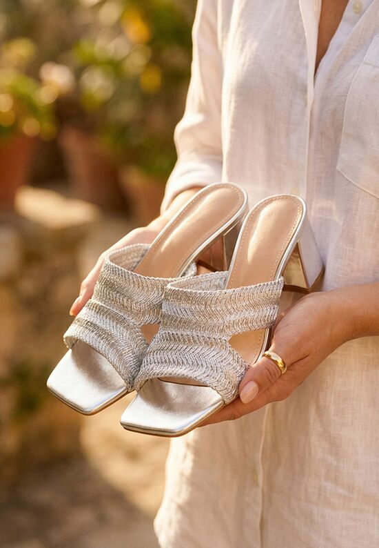 Ασημί mules με χοντρό τακούνι Nely, Μέγεθος: 39- zapatos