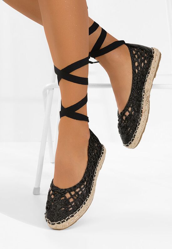 Εσπαντρίγιες με κορδονια Kaddeia Μαύρα, Μέγεθος: 36- zapatos