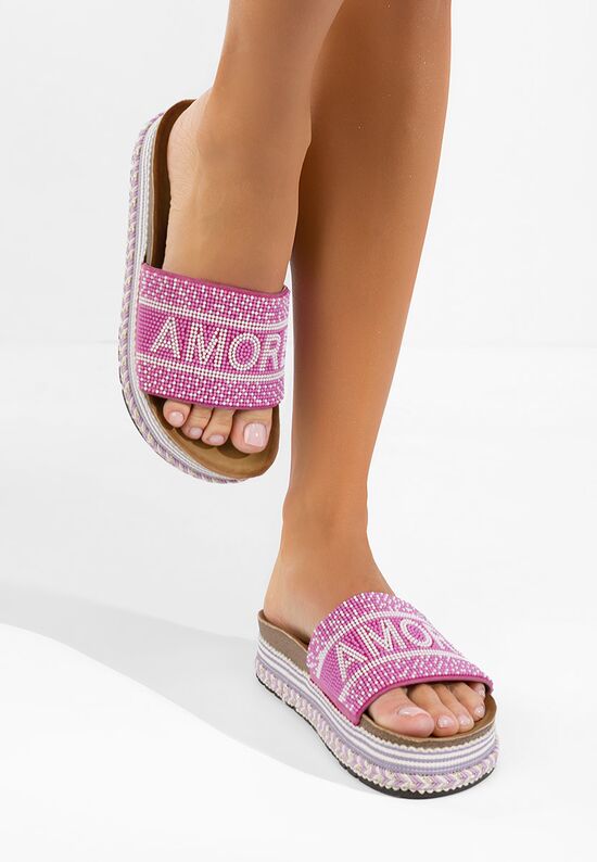 Παντόφλες με πλατφόρμα Alezia μωβ, Μέγεθος: 36- zapatos