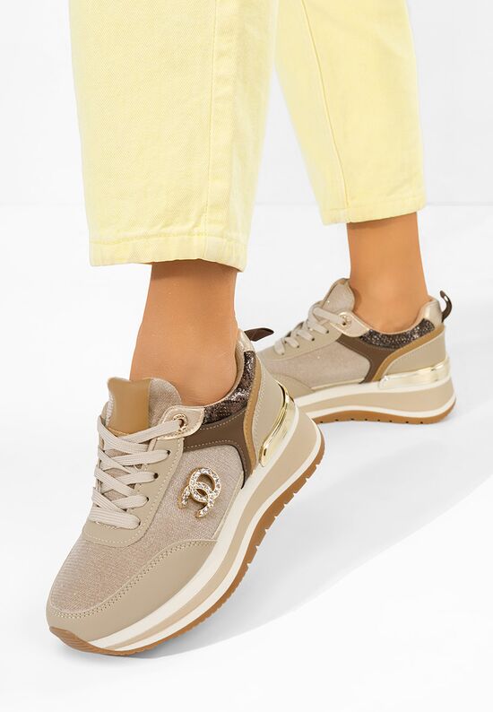 Sneakers με πλατφόρμα Liliza χακι, Μέγεθος: 41- zapatos