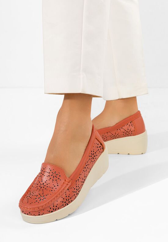 Μοκασίνια γυναικεια δερματινα Ysaia Πορτοκαλι, Μέγεθος: 41- zapatos