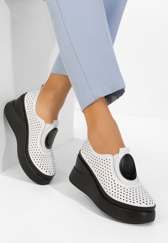 Πλατφόρμες γυναικεία Aleksa λευκά, Μέγεθος: 38- zapatos