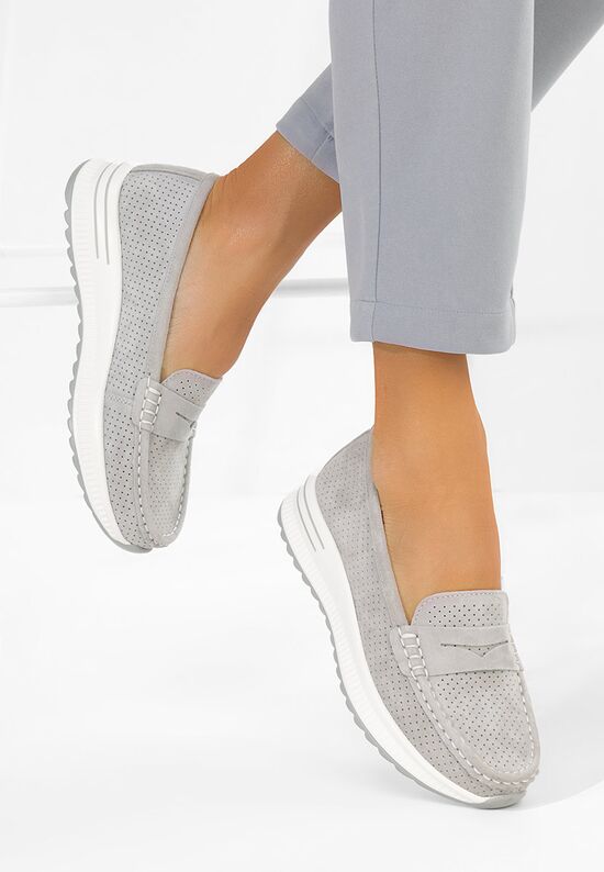 Μοκασίνια γυναικεια δερματινα Seliona γκρι, Μέγεθος: 40- zapatos