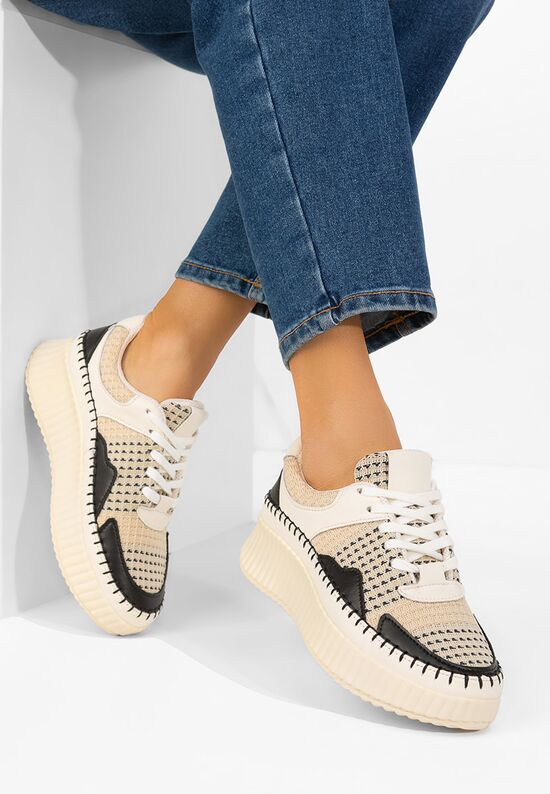 Sneakers γυναικεια δερματινα Versala V2 μπεζ, Μέγεθος: 41- zapatos