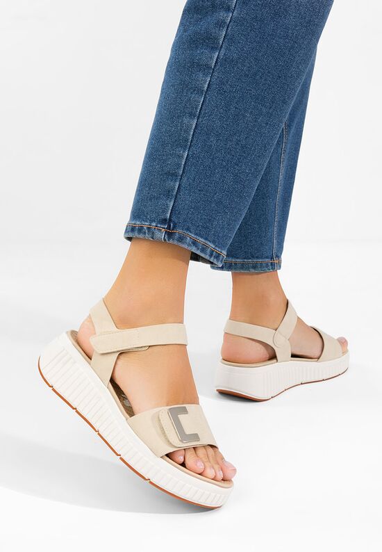 Πέδιλα πλατφορμεσ Cistela μπεζ, Μέγεθος: 39- zapatos