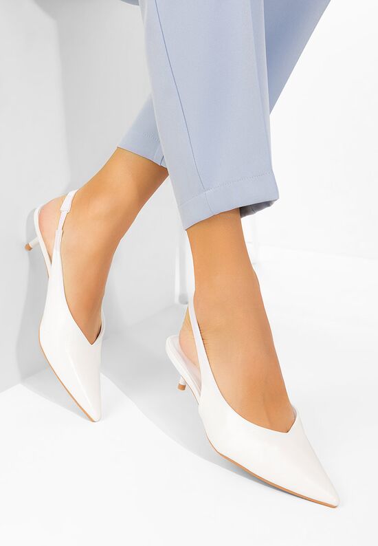 Γόβες slingback Nirvania λευκά, Μέγεθος: 40- zapatos