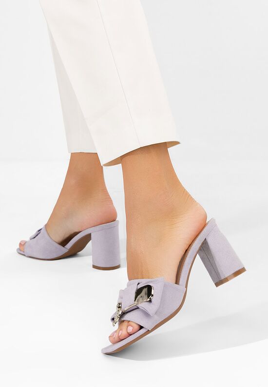 Mules με χοντρο τακουνι Aerina μωβ, Μέγεθος: 39- zapatos
