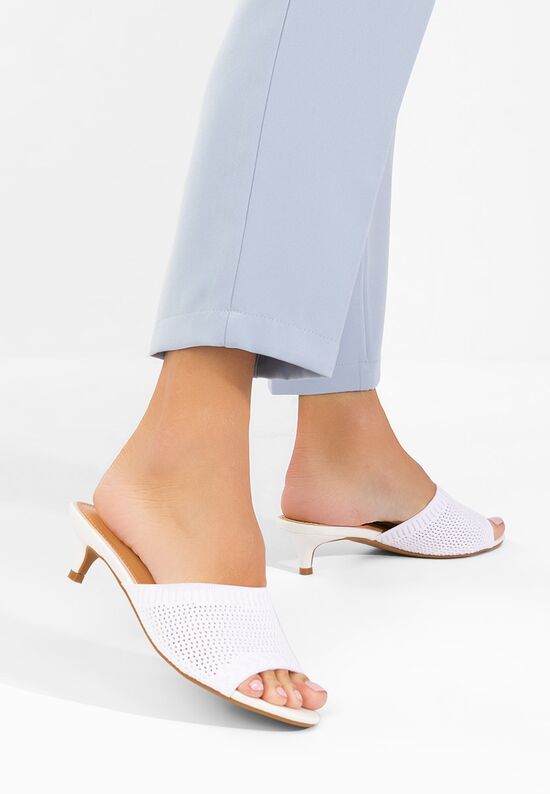 Mules με χαμηλο τακουνι Herria λευκά, Μέγεθος: 37- zapatos
