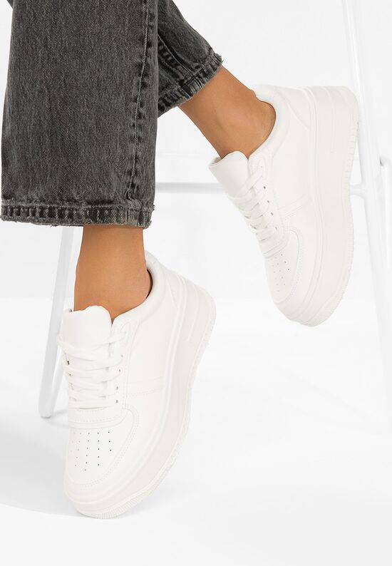 Sneakers με πλατφόρμα Seminia λευκά, Μέγεθος: 37- zapatos