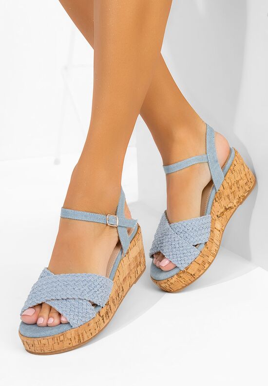 Πέδιλα πλατφόρμες Yarea μπλε, Μέγεθος: 38- zapatos