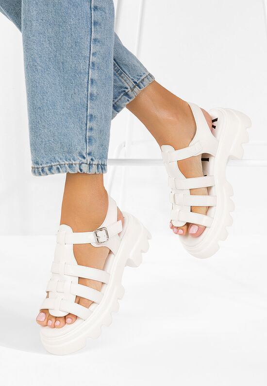 Πέδιλα πλατφορμεσ Deresana λευκά, Μέγεθος: 37- zapatos